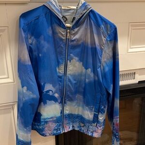 Vintage Prada Blue Sky & Ocean Print Hooded Windbreaker